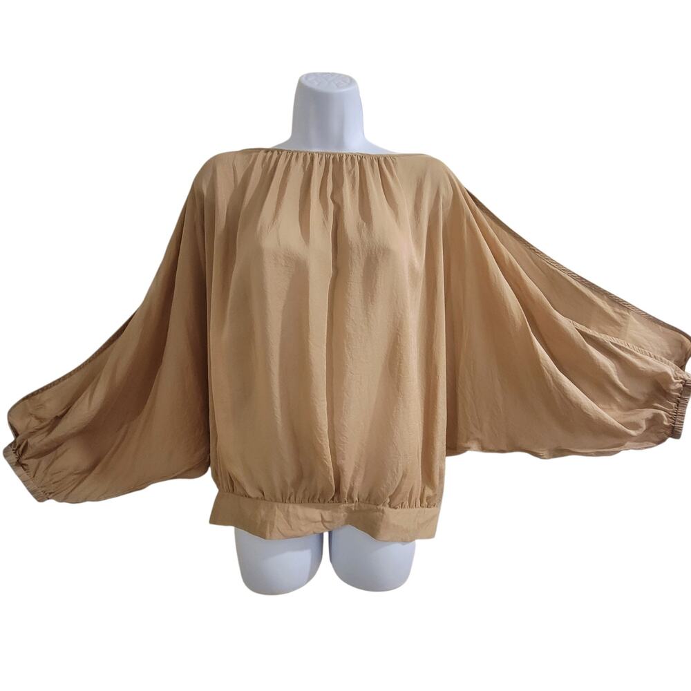 Marc by Marc Jacobs 100% Silk Sheer Dolman Blouse XS/S Pink Taupe Split Sleeve